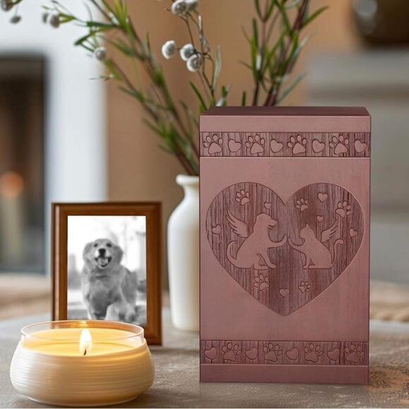 Amazon Pet Memorial Urn with Heart Design - Brown - Picture 3 of 4
